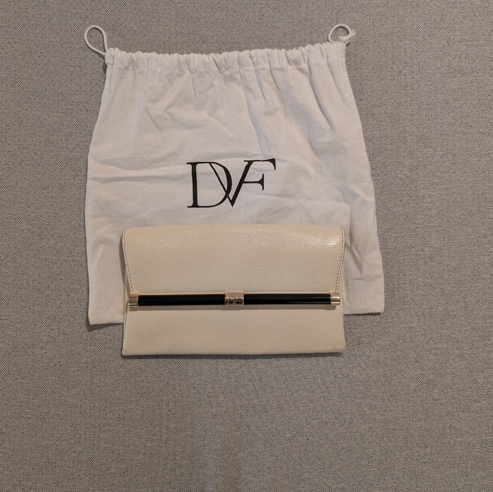 Diane Von Furstenberg Ivory Clutch with Black Accent - Picture 2 of 7